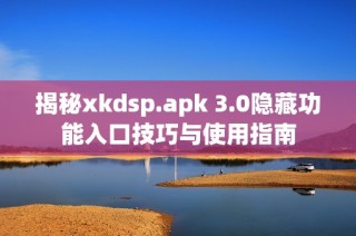 揭秘xkdsp.apk 3.0隐藏功能入口技巧与使用指南