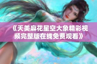 《天美麻花星空大象精彩视频完整版在线免费观看》