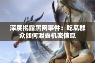 深度揭露黑网事件：吃瓜群众如何泄露机密信息