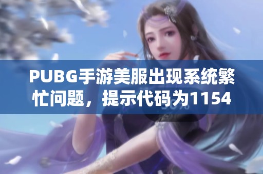 PUBG手游美服出现系统繁忙问题，提示代码为1154