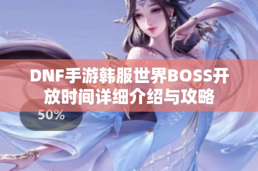 DNF手游韩服世界BOSS开放时间详细介绍与攻略