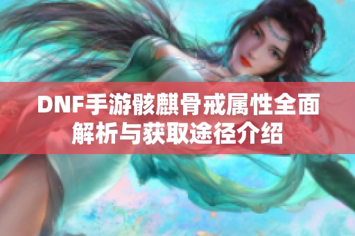 DNF手游骸麒骨戒属性全面解析与获取途径介绍