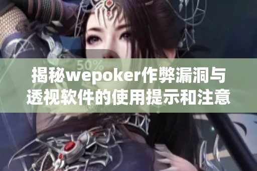 揭秘wepoker作弊漏洞与透视软件的使用提示和注意事项