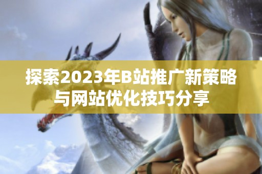 探索2023年B站推广新策略与网站优化技巧分享