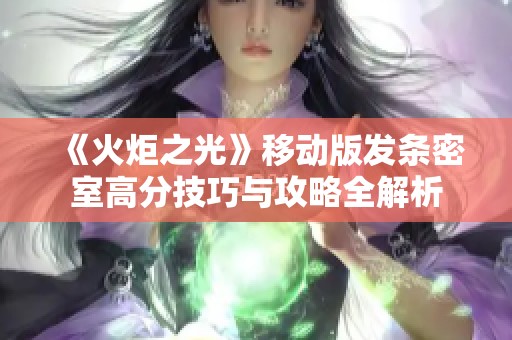 《火炬之光》移动版发条密室高分技巧与攻略全解析