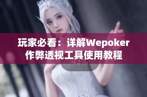 玩家必看：详解Wepoker作弊透视工具使用教程